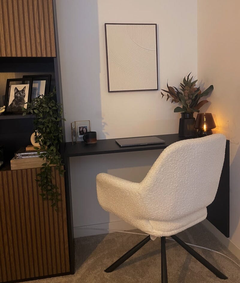 Parker Boucle Office Swivel Chair - Black Metal Legs
