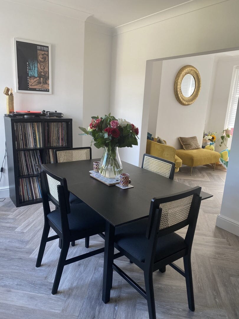 Charlie Black Oak Dining Table Set - Extendable - 4 Seater - Charlie Dining Chairs