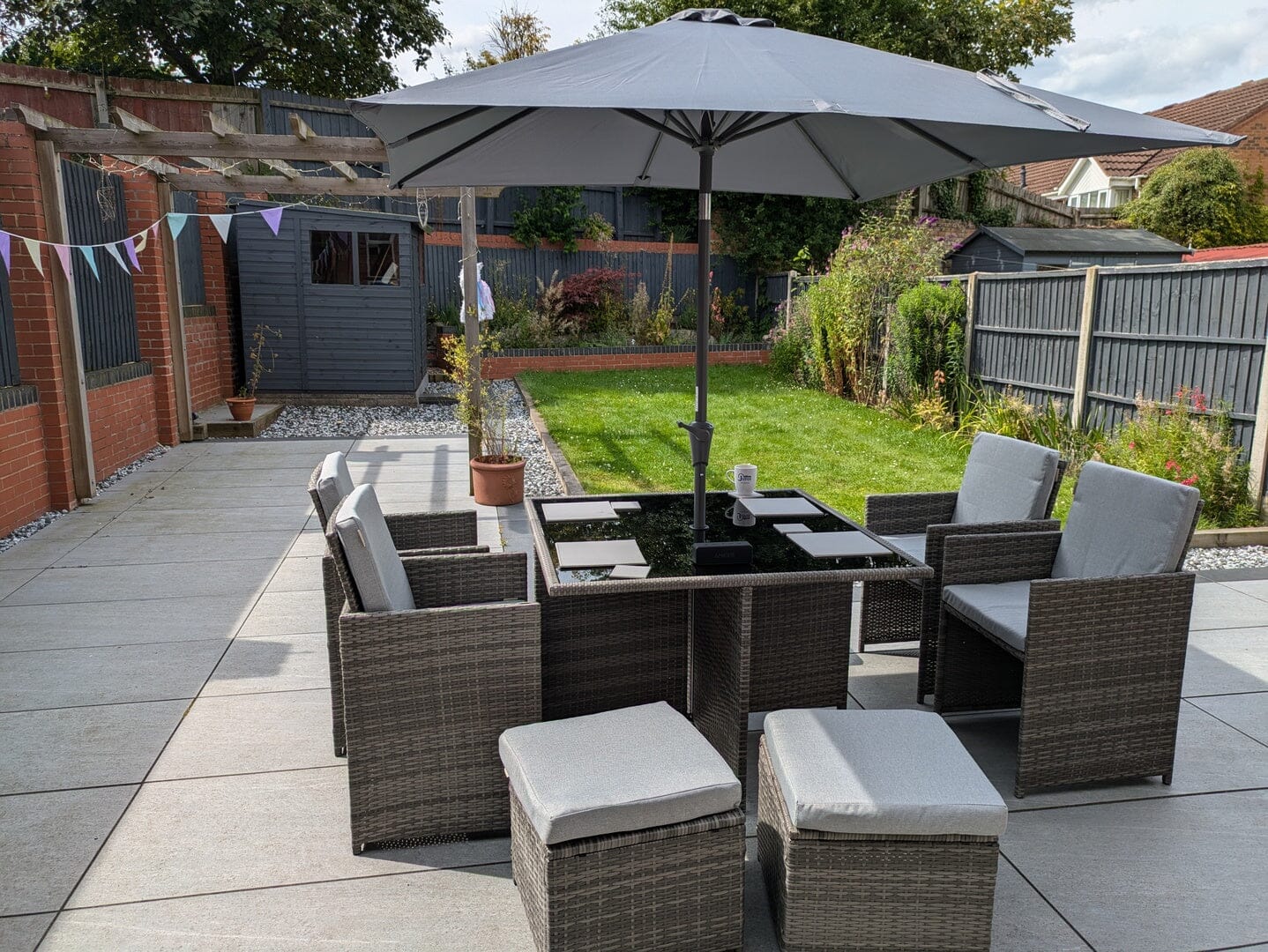 8 Seater Rattan Cube Outdoor Dining Set - Grey Weave with Grey Cushions
- Laura James