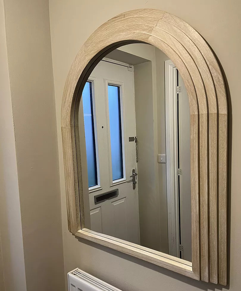 Kubu 90 x 77cm Wooden Arch Mirror - Whitewash - Laura James