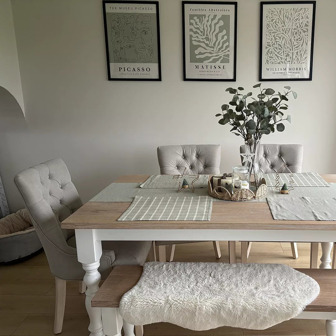 Louis Soft Beige Dining Chairs - Set of 2 - Whitewash Legs - Laura James
