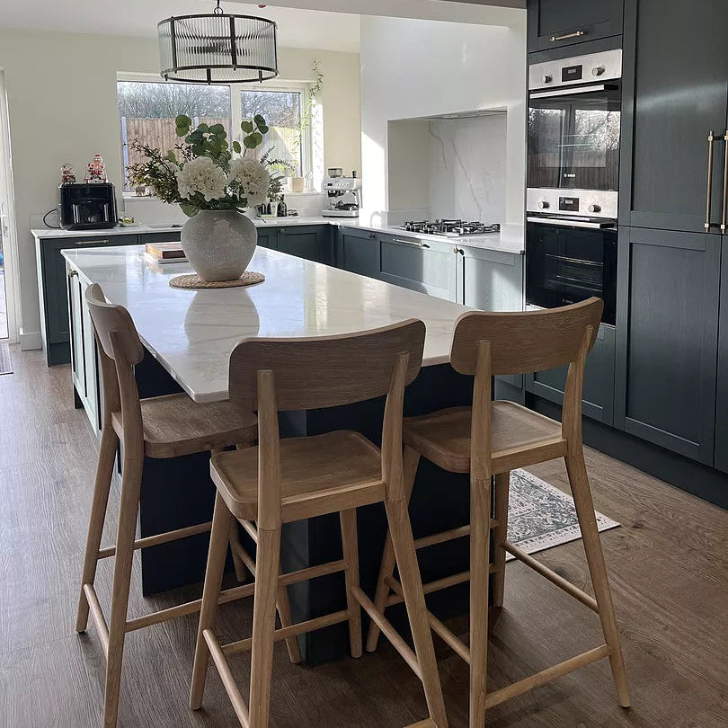Silvester Whitewash Bar Stool with Backrest - Laura James