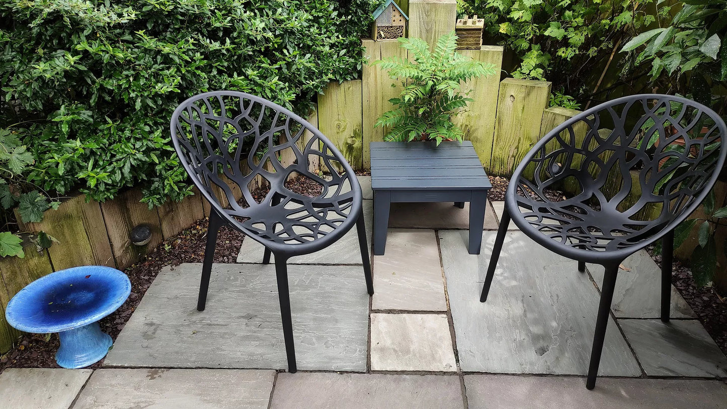 Raquel Black Plastic Garden Chairs - Set of 2
