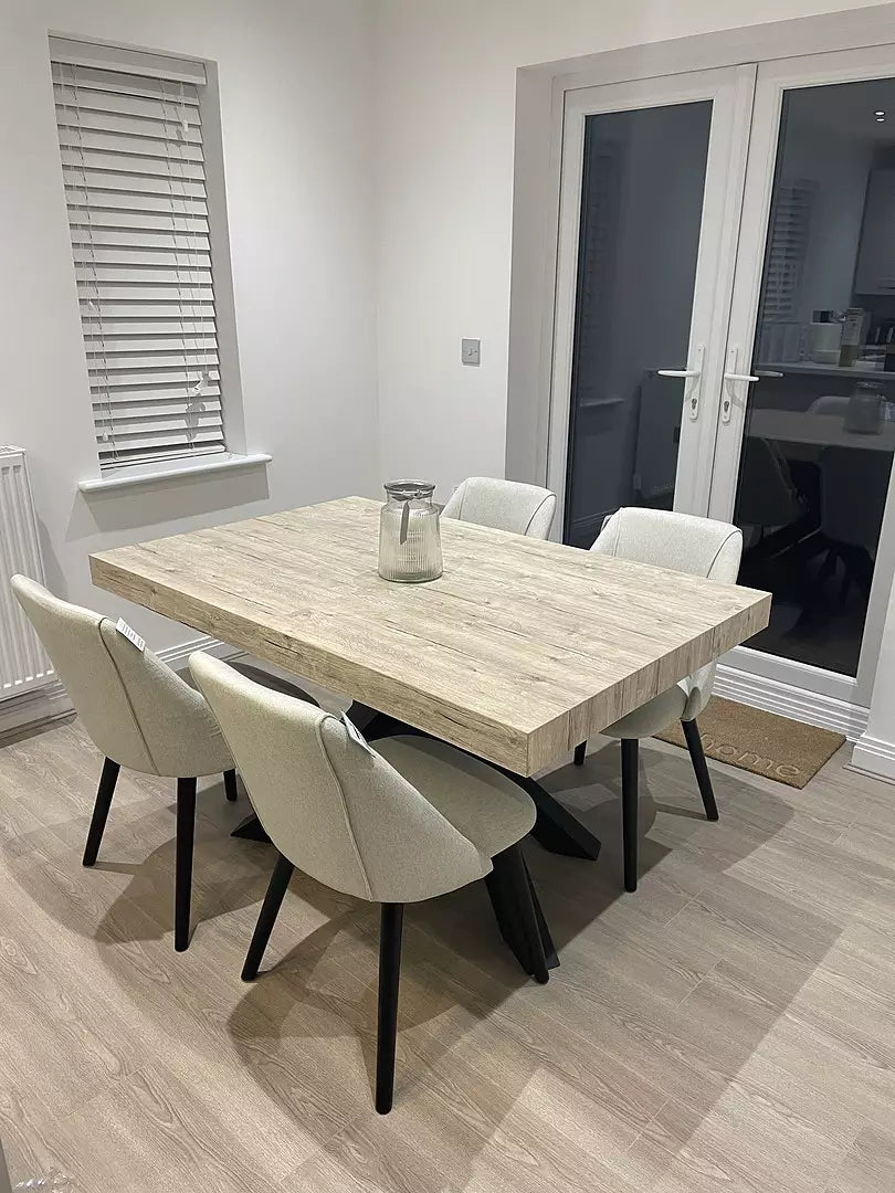 Freya Sand Dining Chairs - Set of 2 - Black Oak Legs - Laura James