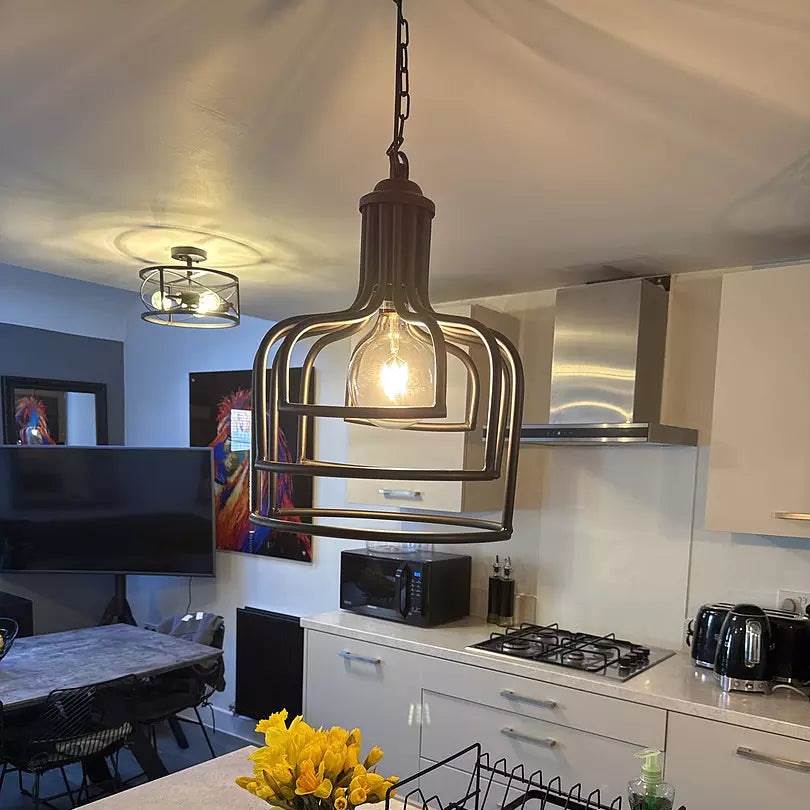 Hatherden 44.5cm Metal Pendant Light - Black - Laura James