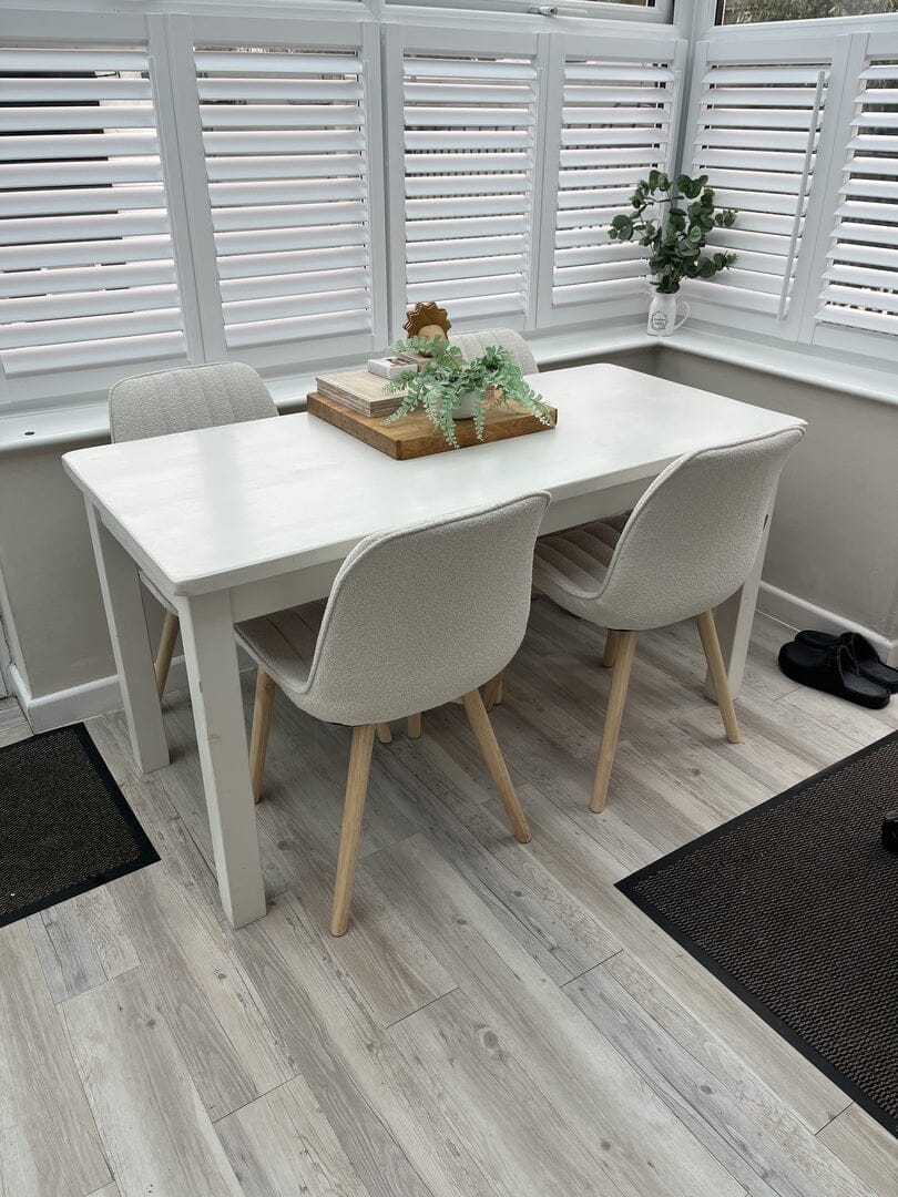 Bella Light Beige Boucle Dining Chairs with Whitewash Oak Legs - Laura James