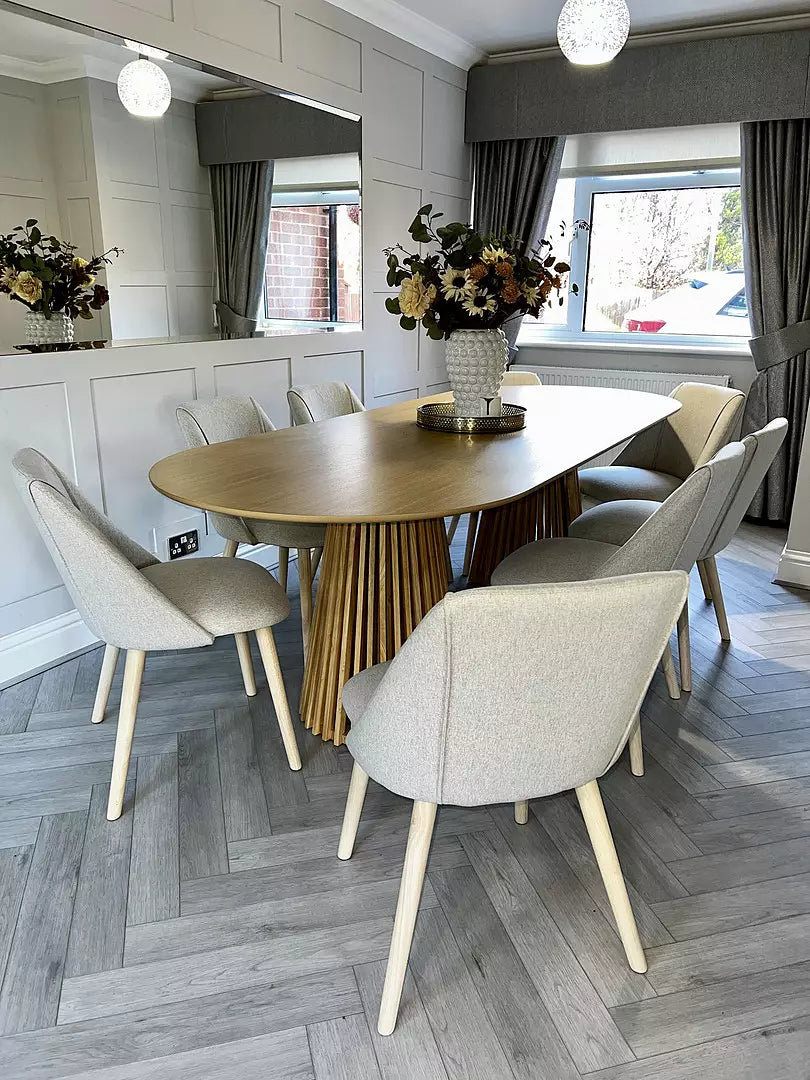 Willow Japandi Oval Dining Set & Oatmeal Dining Chairs - Laura James