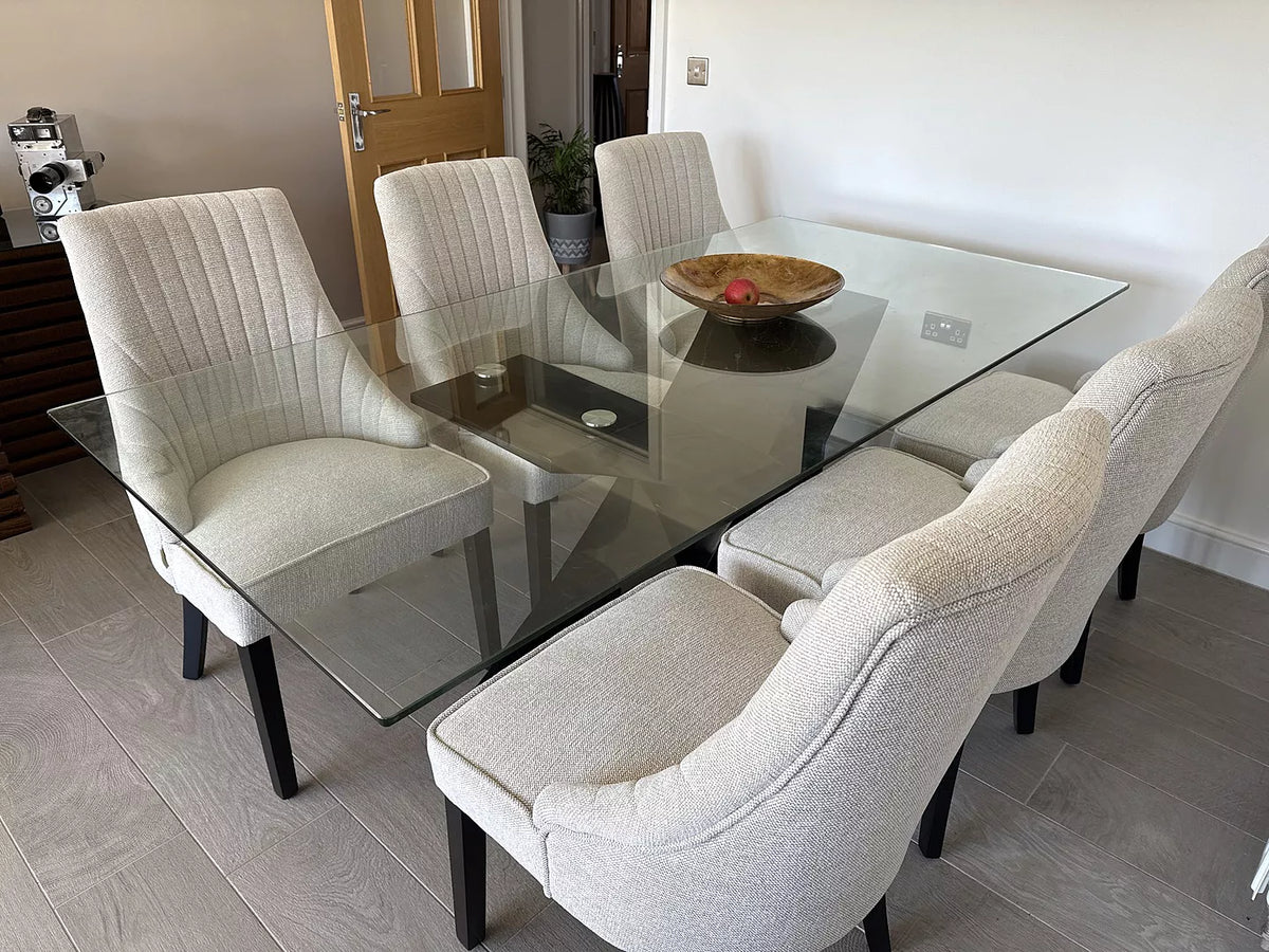 Nadine Marl Taupe Dining Chairs - Set of 2 - Black Legs - Laura James