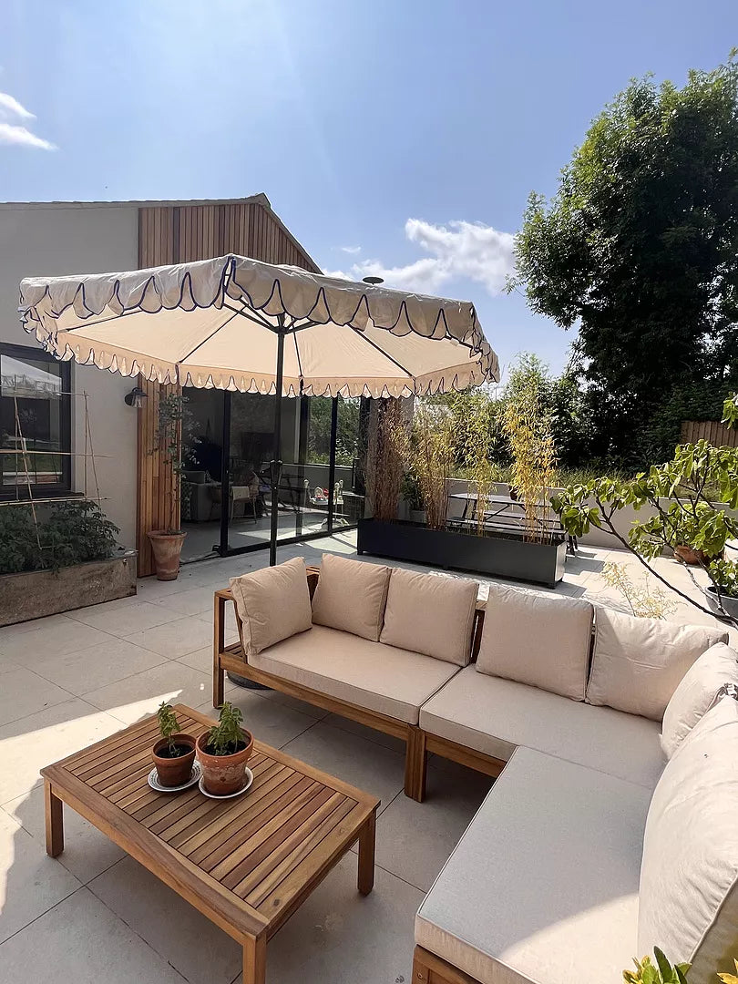 Dakota Wooden Garden Corner Sofa Set - Sand Cushions - Laura James