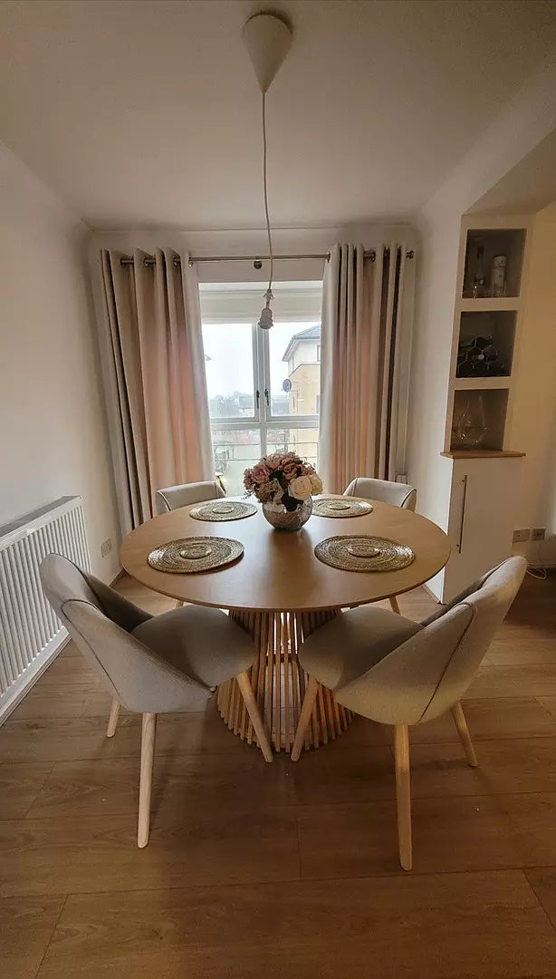 Willow 4 Seater Pale Oak Dining Table Set - Freya Sand Dining Chairs with Whitewash Oak Legs - Laura James