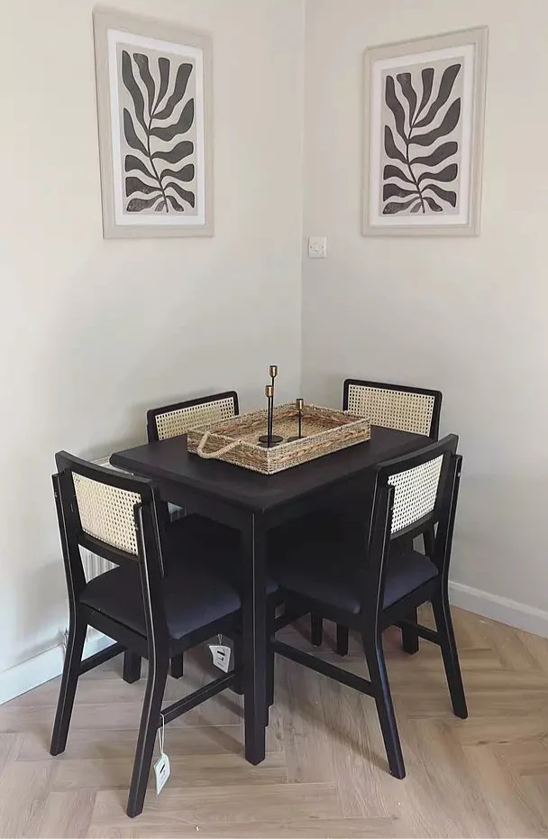 Charlie Black Oak Dining Table Set - Extendable - 4 Seater - Charlie Dining Chairs