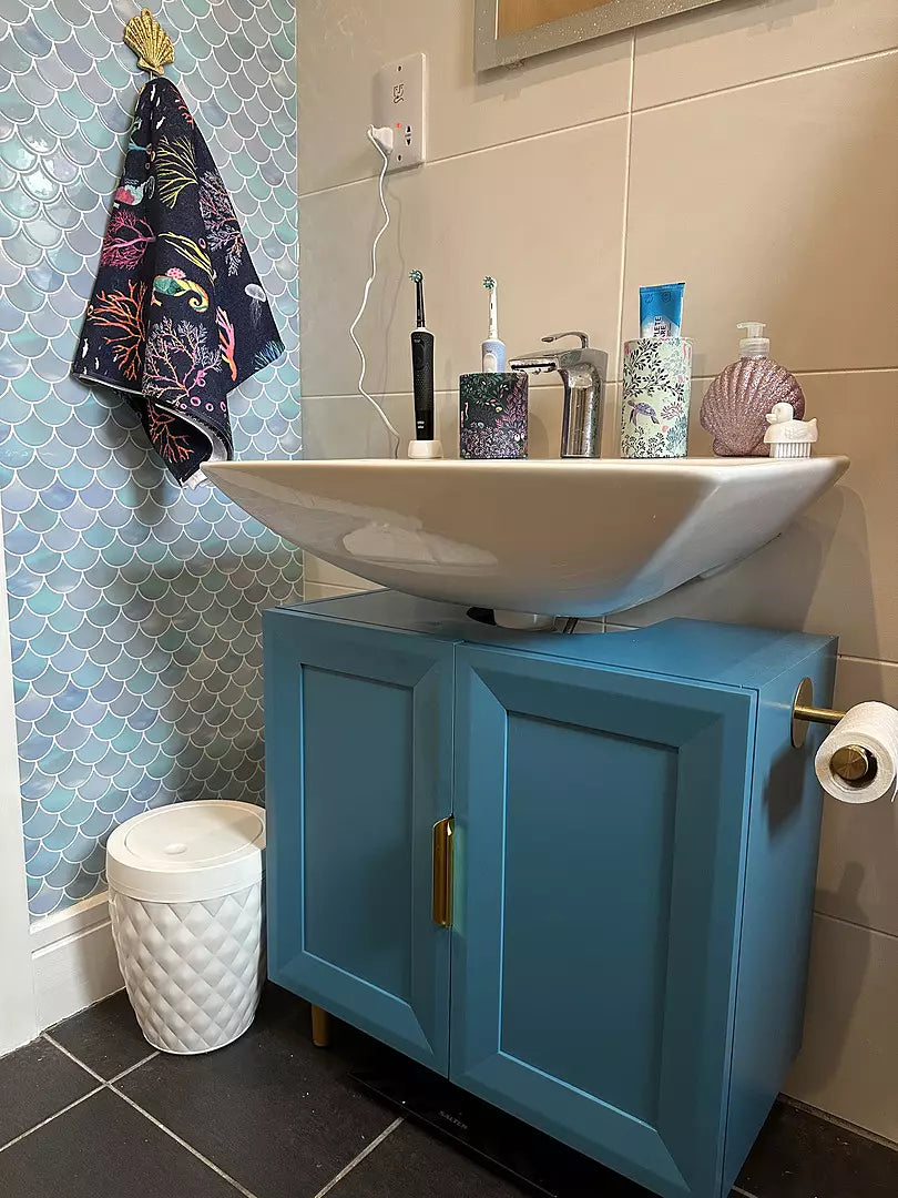 Nami 60cm Undersink Cabinet - Teal Blue - Laura James