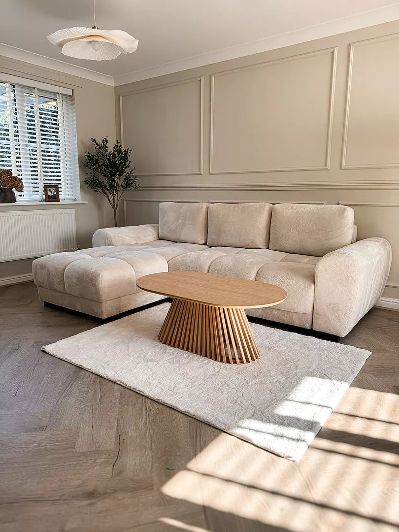 Willow Whitewash Oval Coffee Table - Laura James