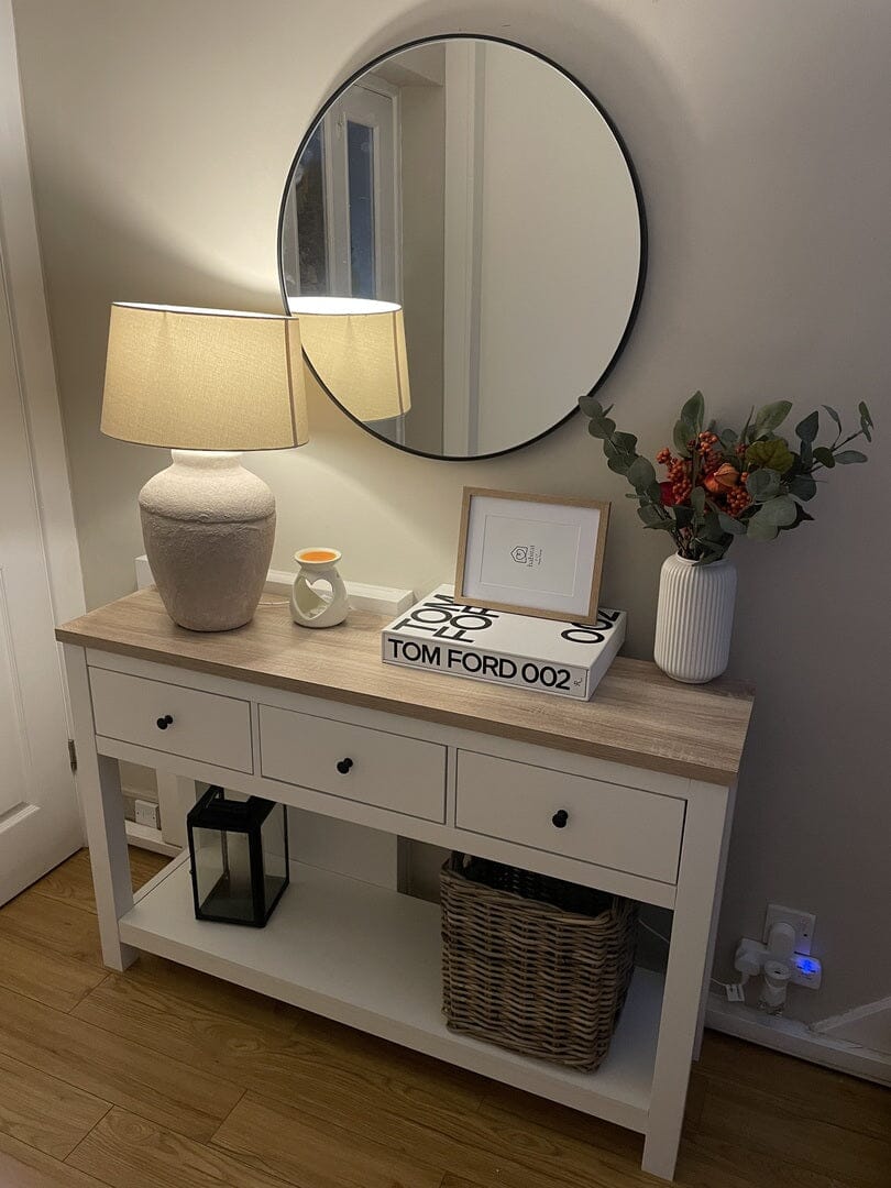 Bampton 3 Drawer Console Table - Alabaster White - Laura James