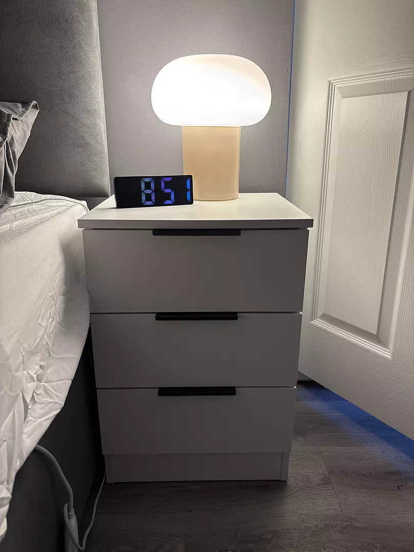 Essie 3 Drawer Bedside Table - White - Laura James