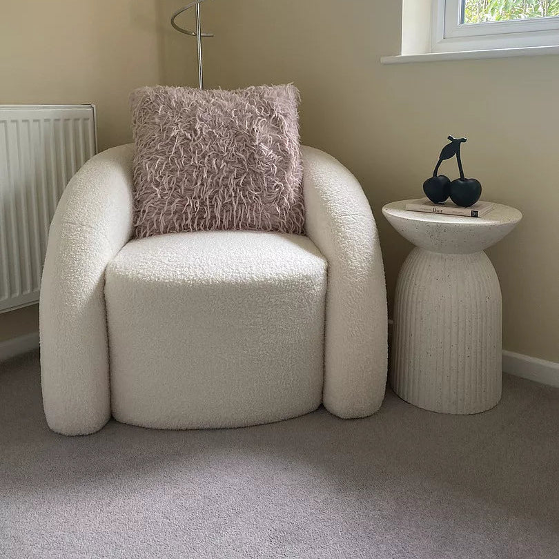 Zaliki Concrete Round Side Table - Pearl Terrazzo - Laura James
