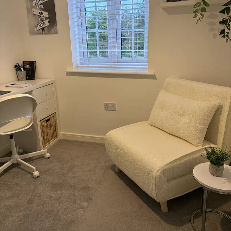 Una Single Sofa Bed - White Teddy - Laura James