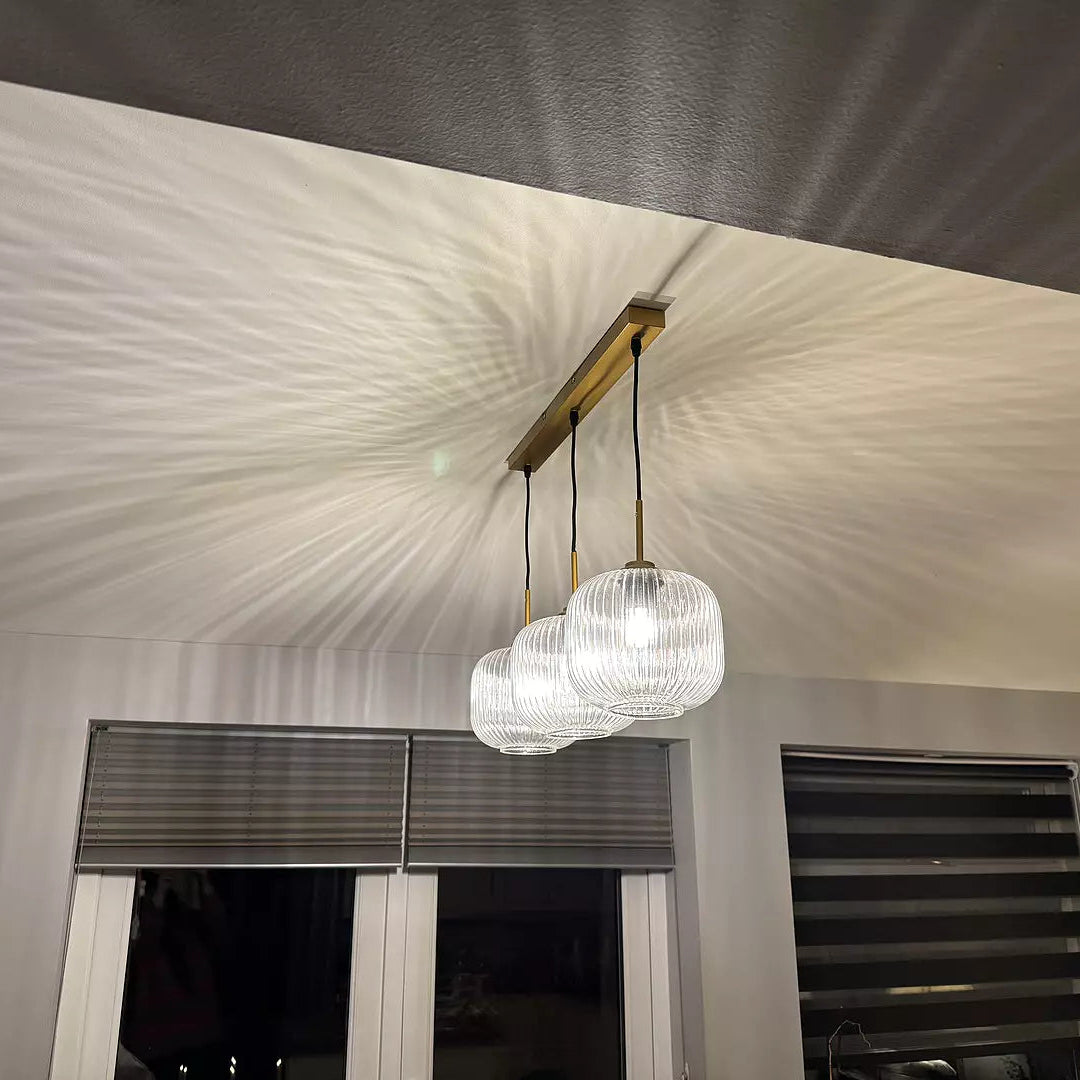 Elland 20cm Triple Glass Pendant Lights - Gold - Laura James
