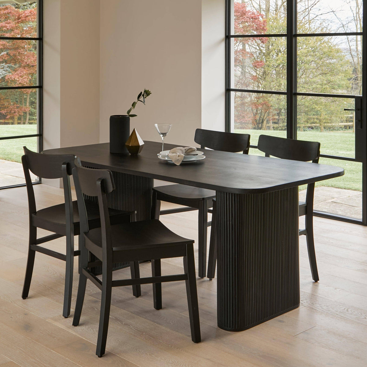 Orla Wooden Dining Table - Jet Black