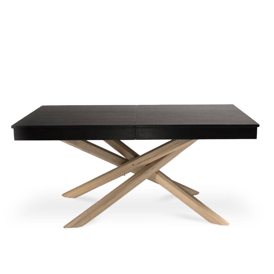 Amelia Black Wood Dining Table - Non Extendable - Whitewash Legs - Laura James
