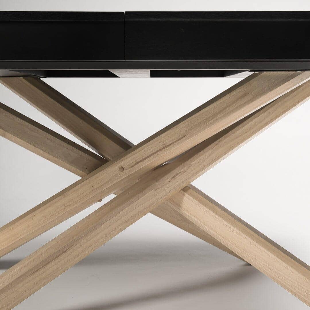 Amelia Black Wood extendable dining table - with Whitewash Legs - Laura James