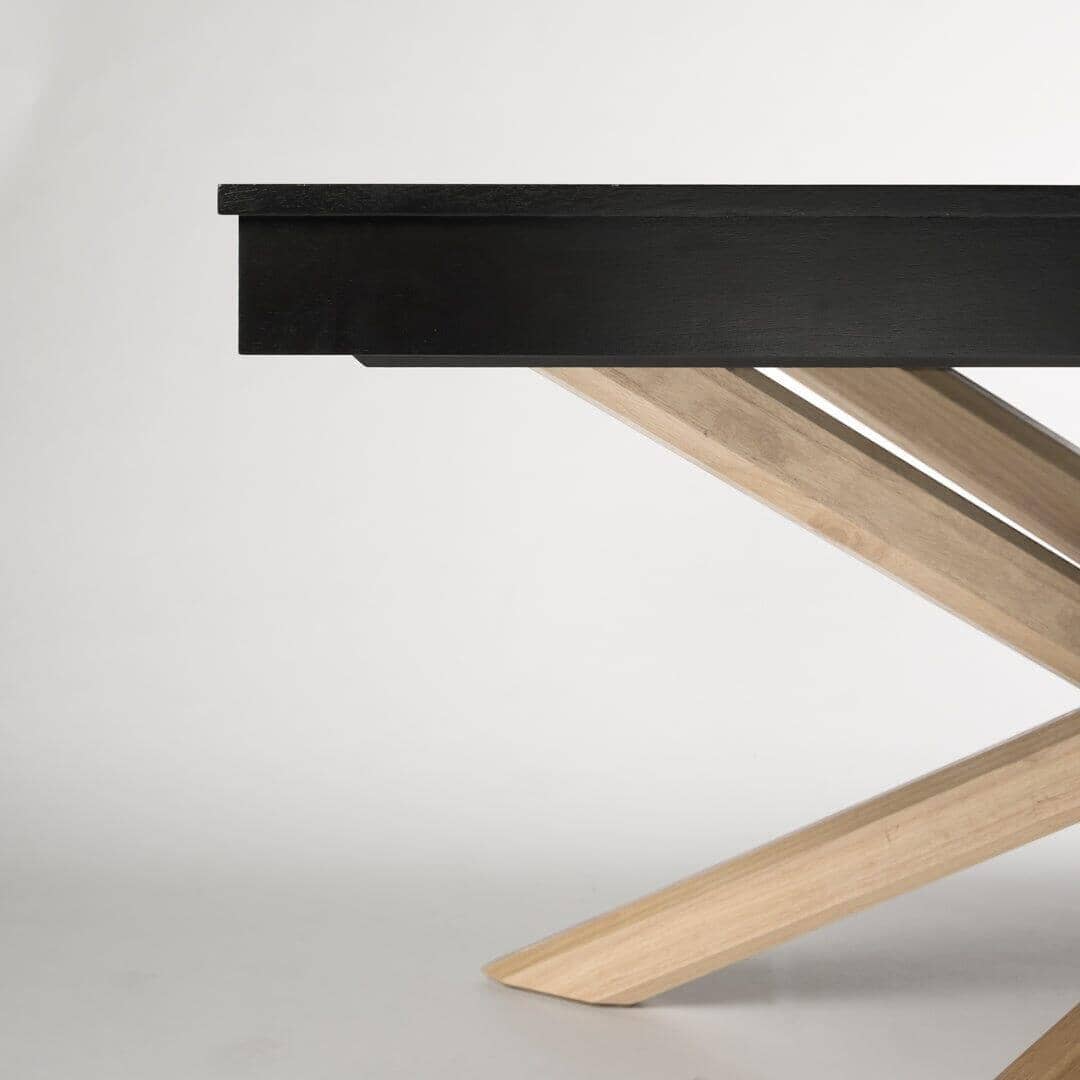 Amelia Black Wood extendable dining table - with Whitewash Legs - Laura James