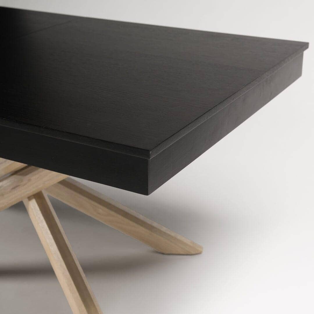 Amelia Black Wood extendable dining table - with Whitewash Legs - Laura James