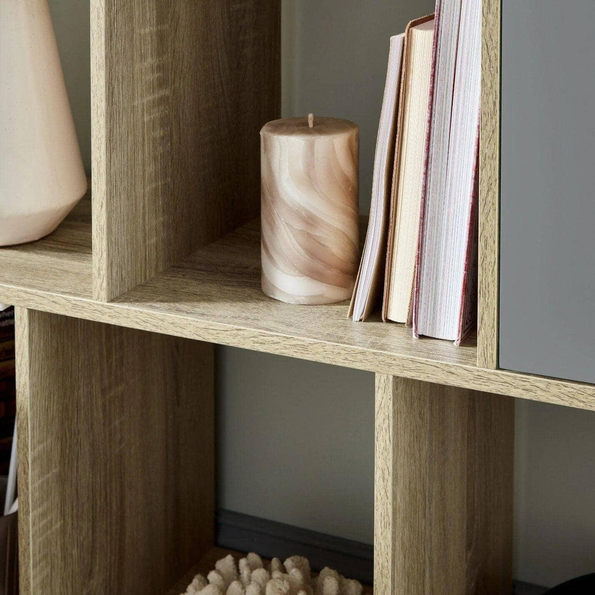 Outlet – Anderson cube storage unit - Oak effect with grey cupboards