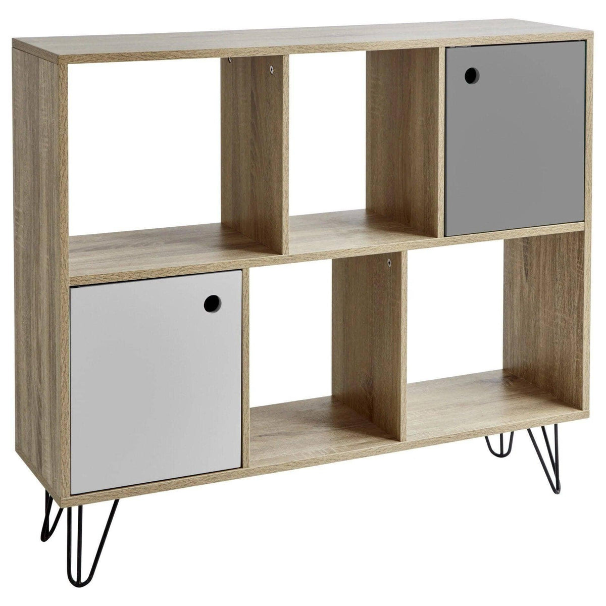Outlet – Anderson cube storage unit - Oak effect with grey cupboards