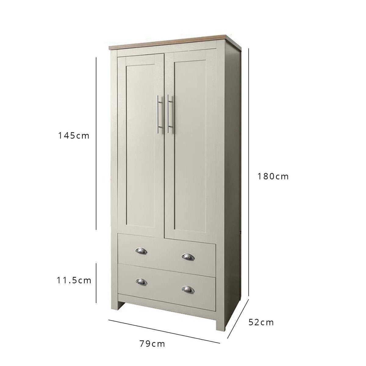 Outlet - Bampton 2 Door Wardrobe in Grey - Laura James