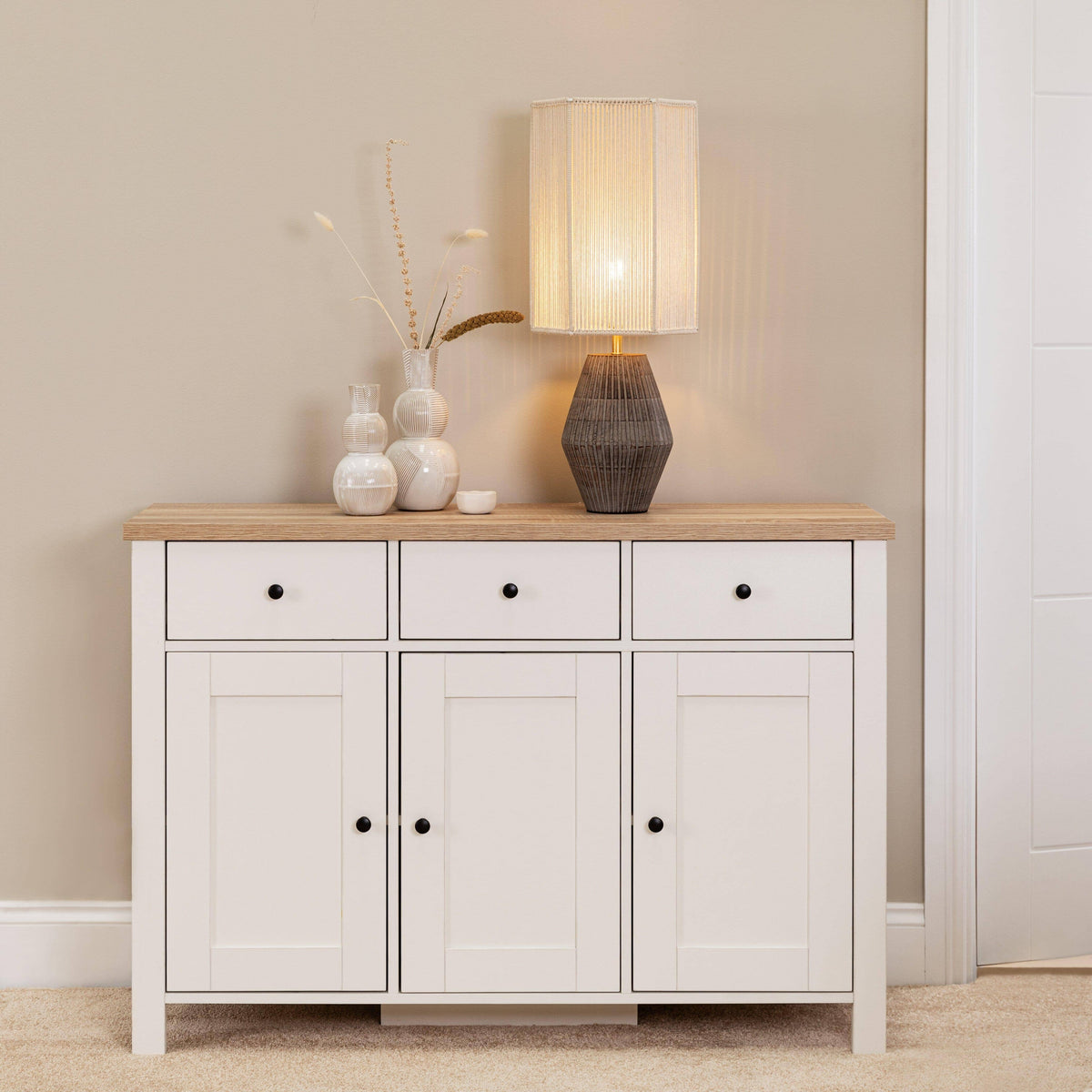 Bampton 3 Door Sideboard - Alabaster White - Laura James