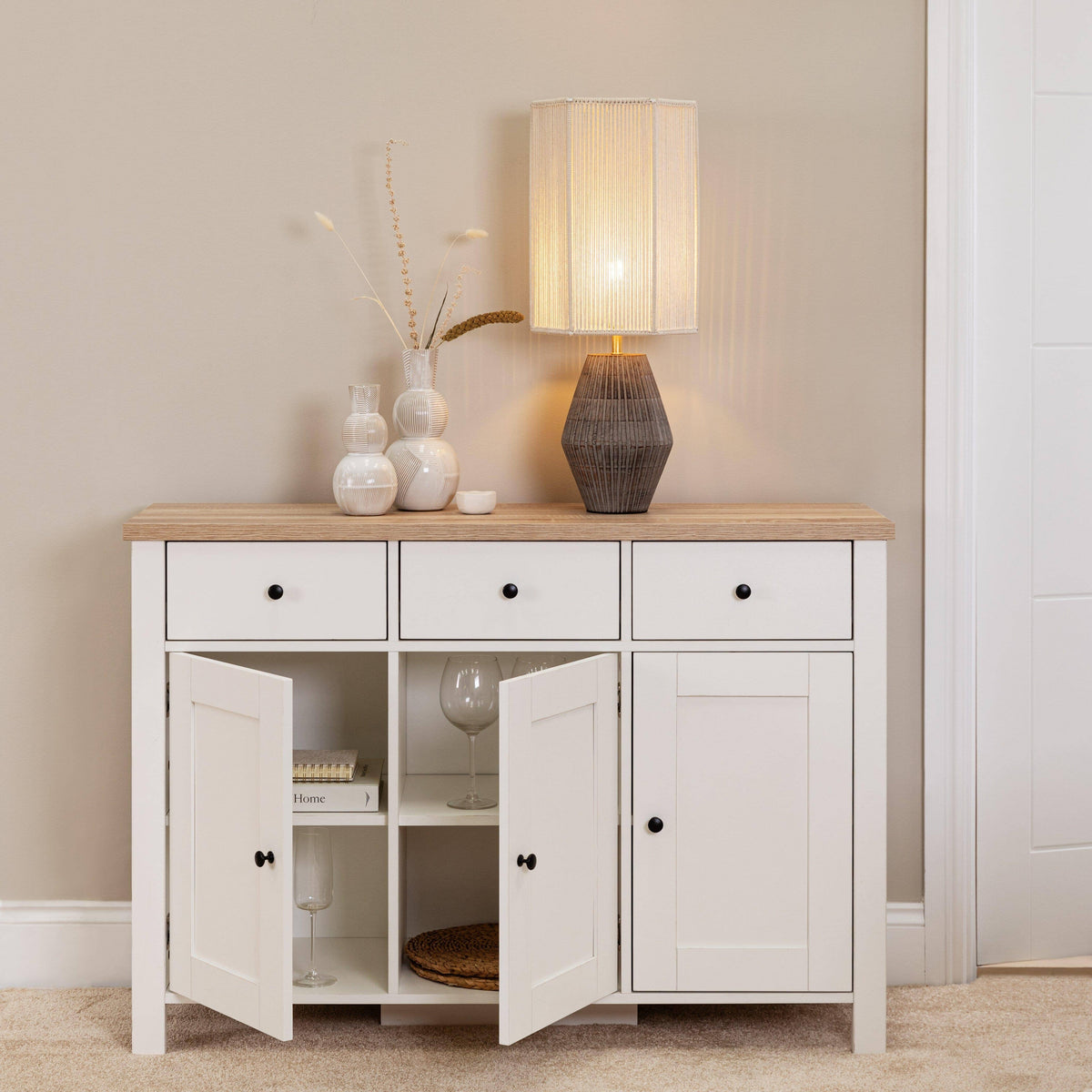 Bampton 3 Door Sideboard - Alabaster White - Laura James