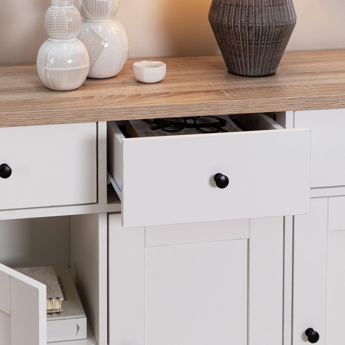 Bampton 3 Door Sideboard - Alabaster White - Laura James