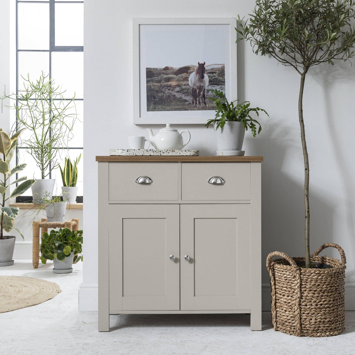 Outlet - Bampton Sideboard with 2 Drawers Grey