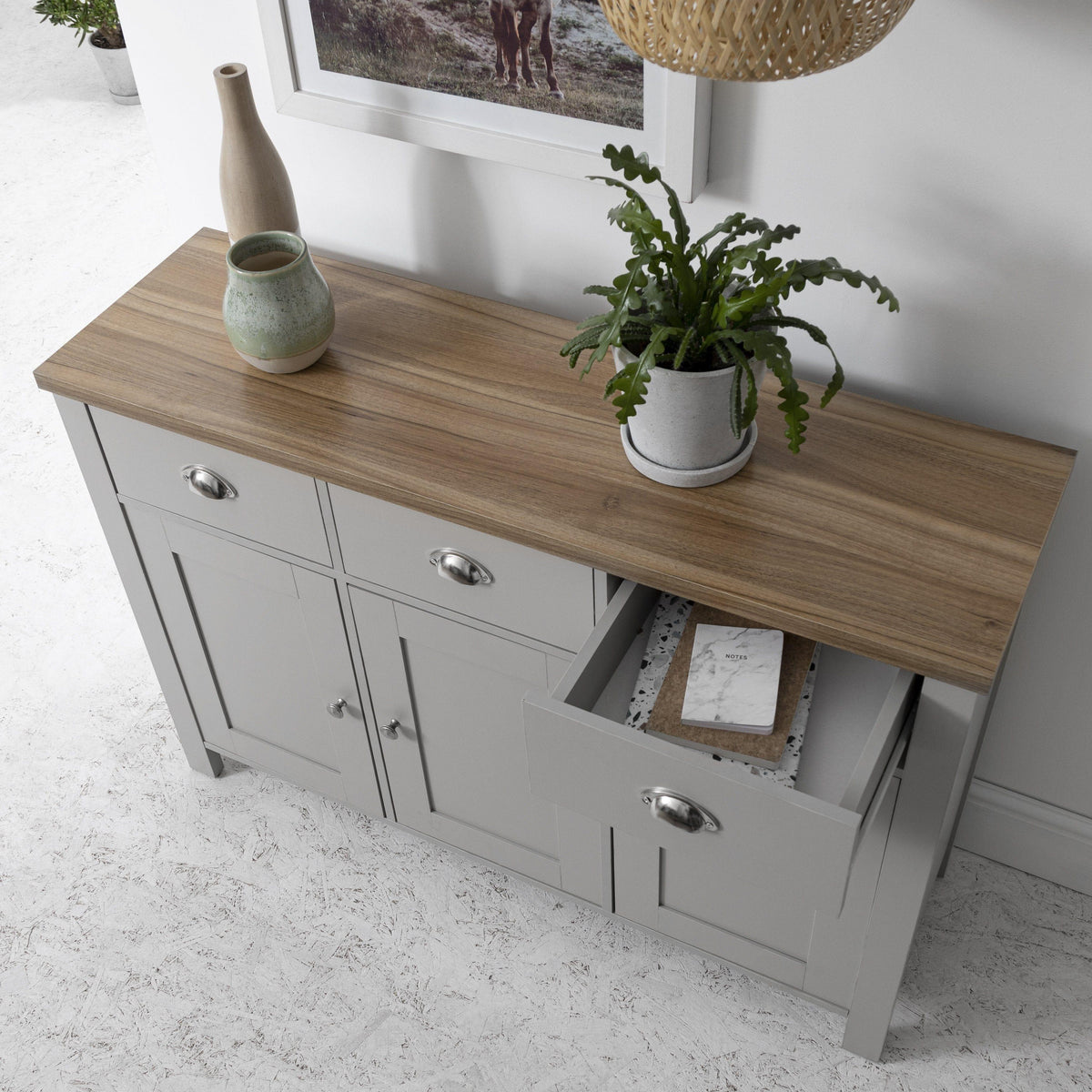 Bampton Sideboard with 3 Drawers Grey - Laura James