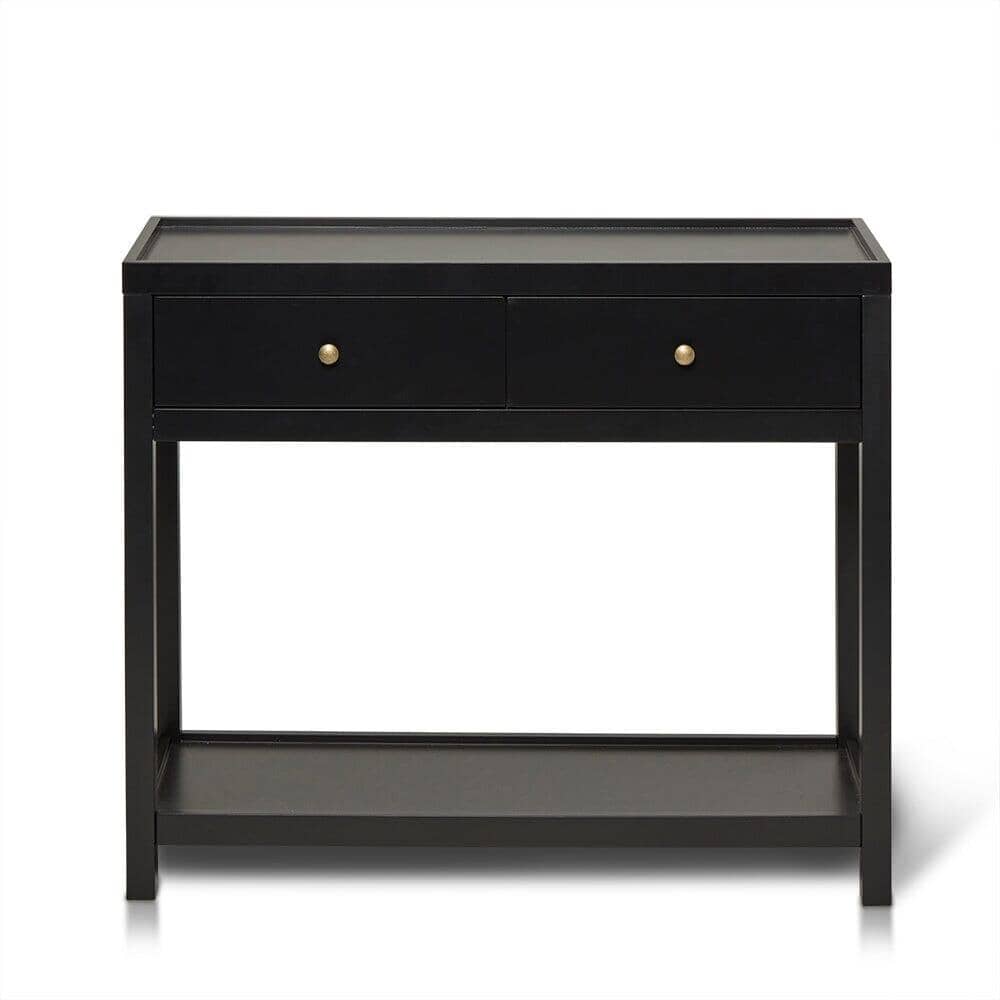Charlie Two Drawer Console Table in Noir Black - Laura James