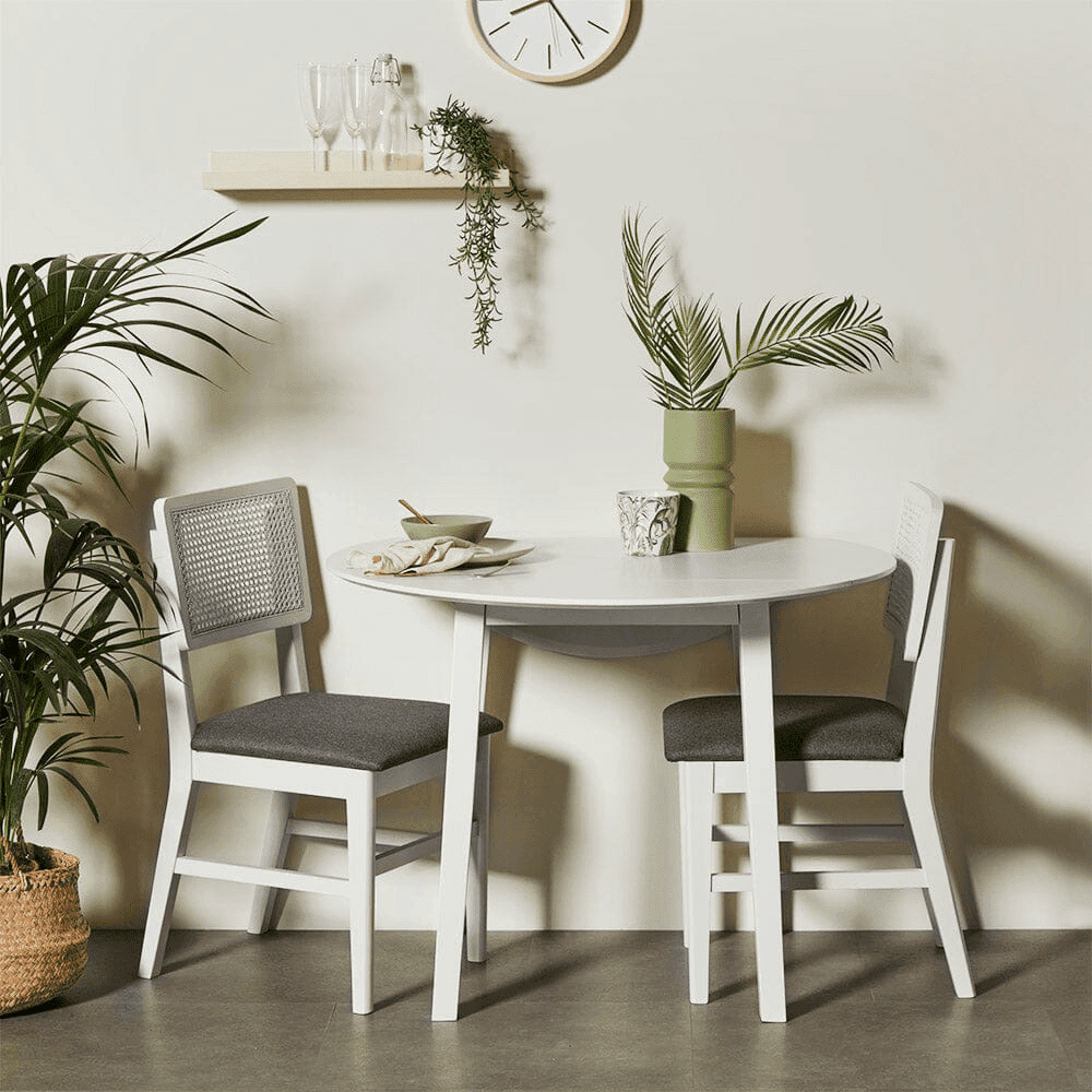 Outlet - Charlie White Round dining table - with drop leaf - Laura James