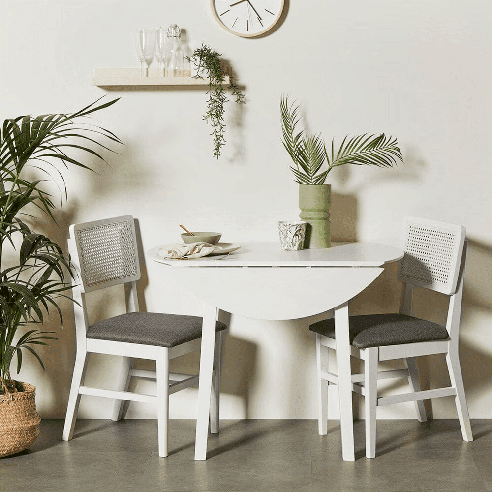 Outlet - Charlie White Round dining table - with drop leaf - Laura James