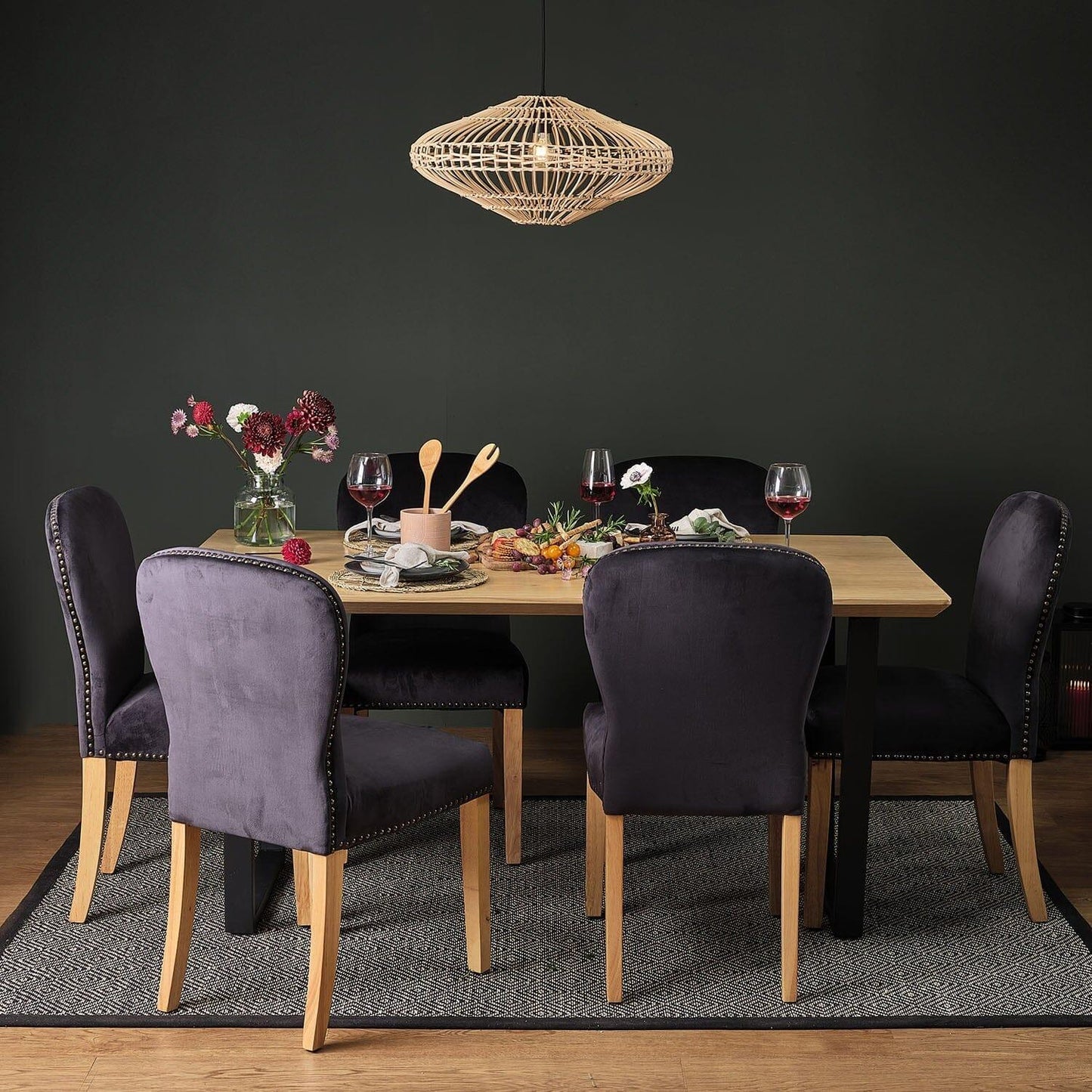 Edward dining chairs - set of 2 - black and light wood - Laura James