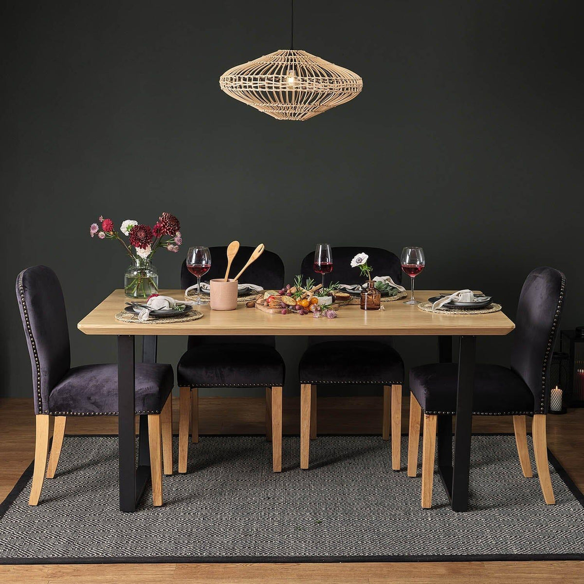 Edward dining chairs - set of 2 - black and light wood - Laura James