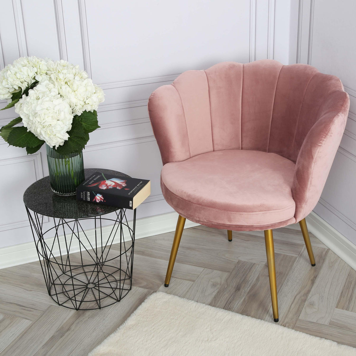OUTLET - Flora accent chair – scalloped – blush pink - Laura James