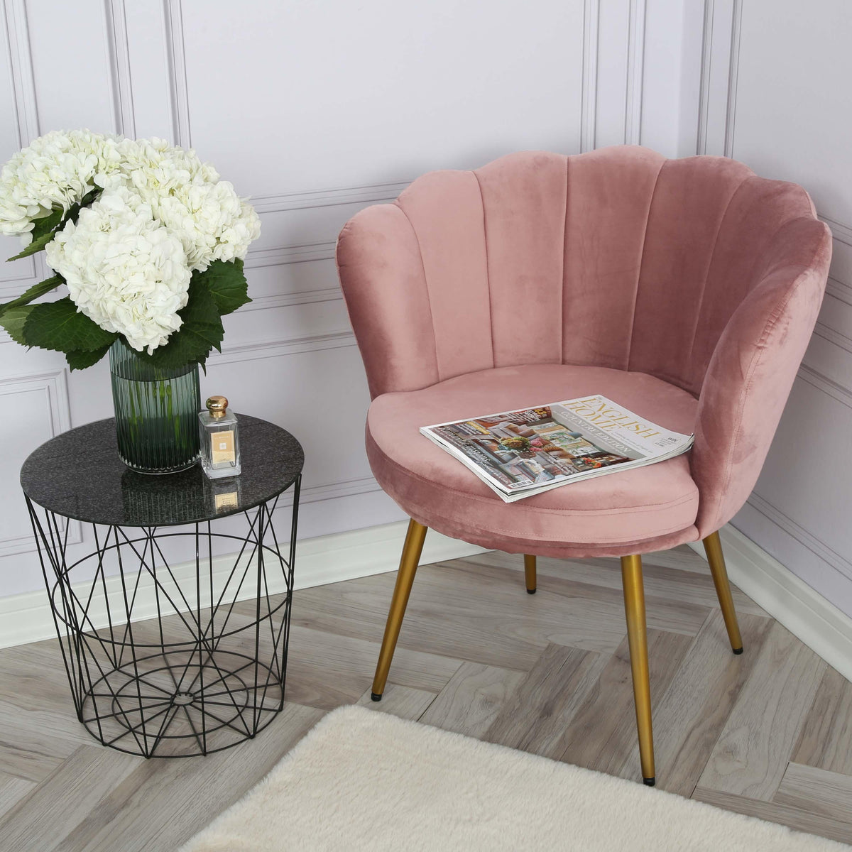 OUTLET - Flora accent chair – scalloped – blush pink - Laura James
