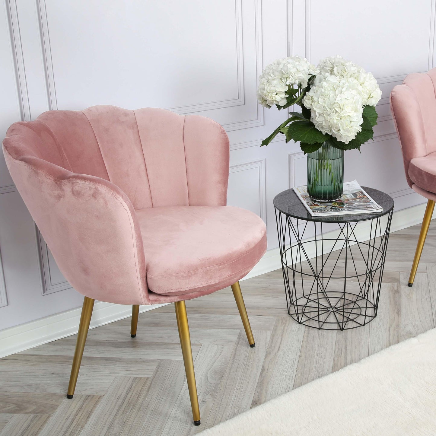 OUTLET - Flora accent chair – scalloped – blush pink - Laura James