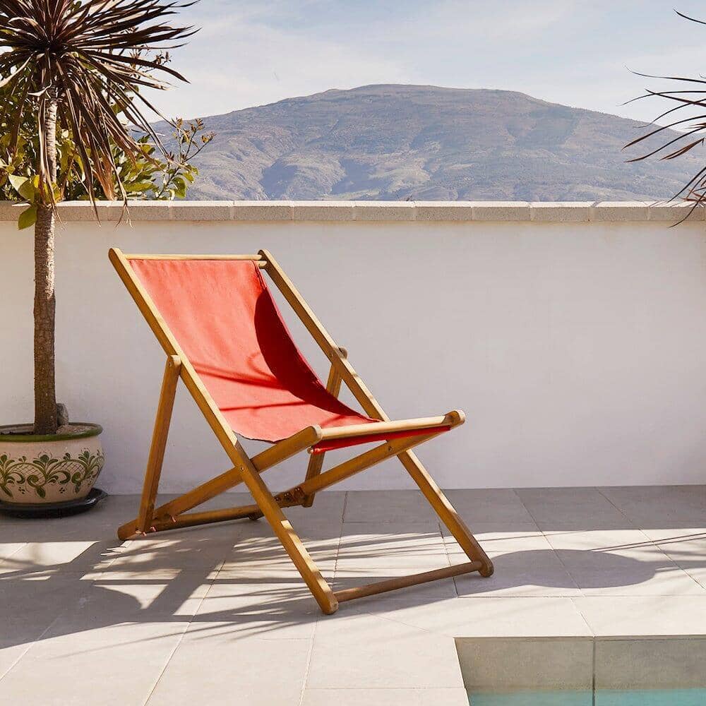 Harbour Wooden Garden Deck Chair - Red - Laura James