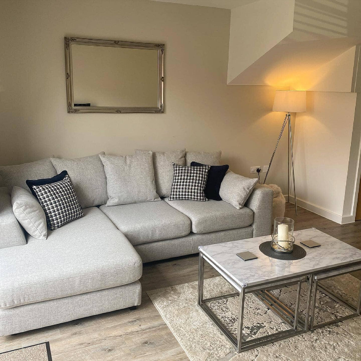 Outlet - Jay Large Coffee Table - Marble Effect and Chrome - Laura James