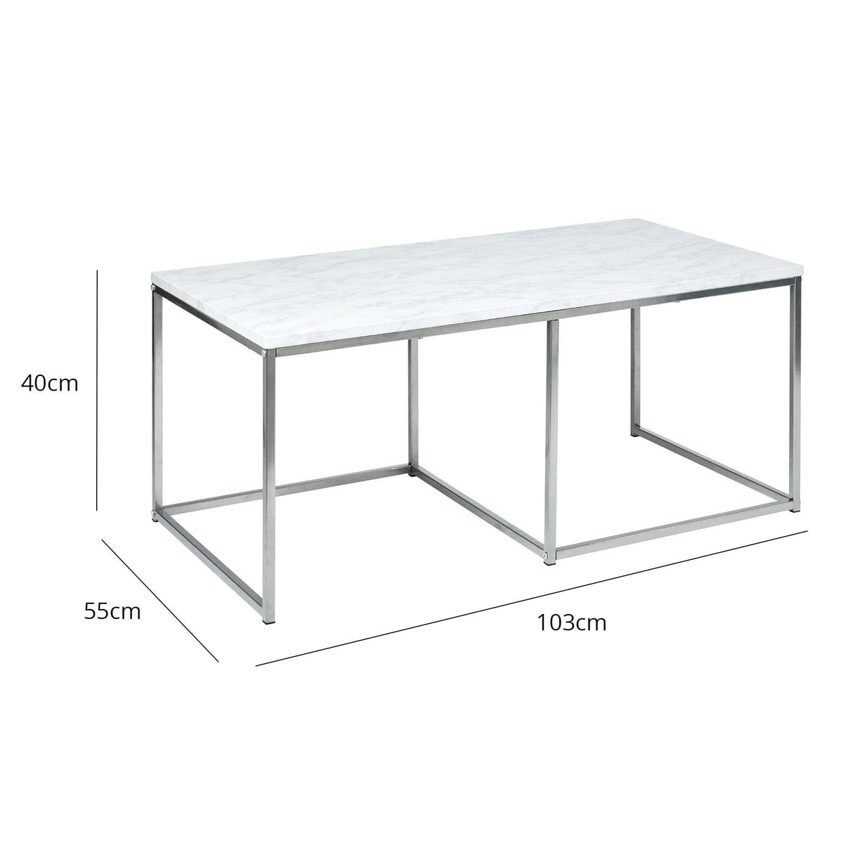 Jay Coffee Table - Marble effect and chrome - Laura James