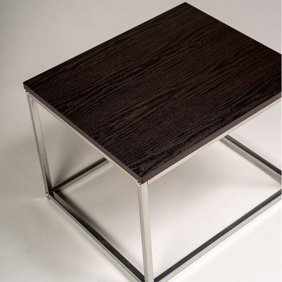 Jay side table - walnut effect and chrome