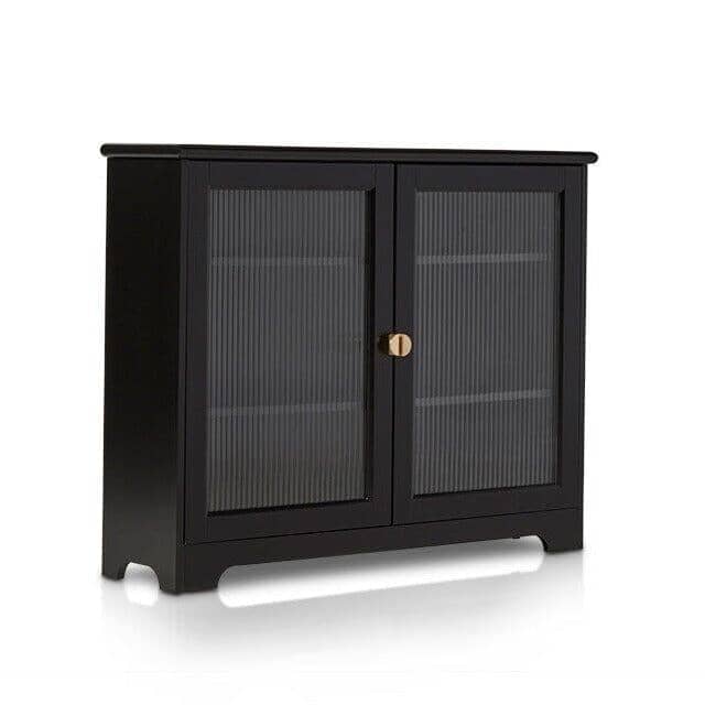 Lua Narrow 2 Door Sideboard in Noir Black - Laura James