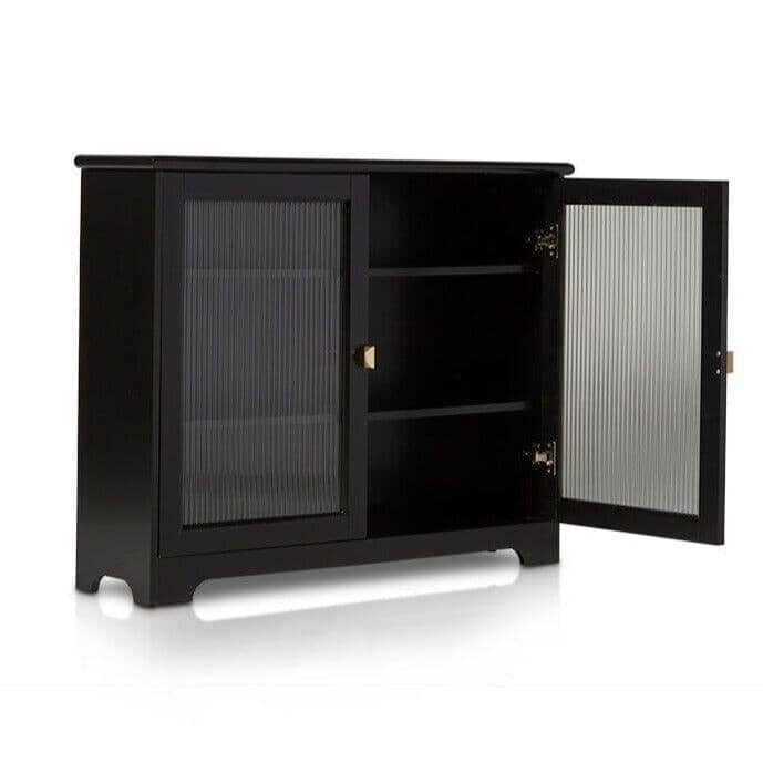 Lua Narrow 2 Door Sideboard in Noir Black - Laura James