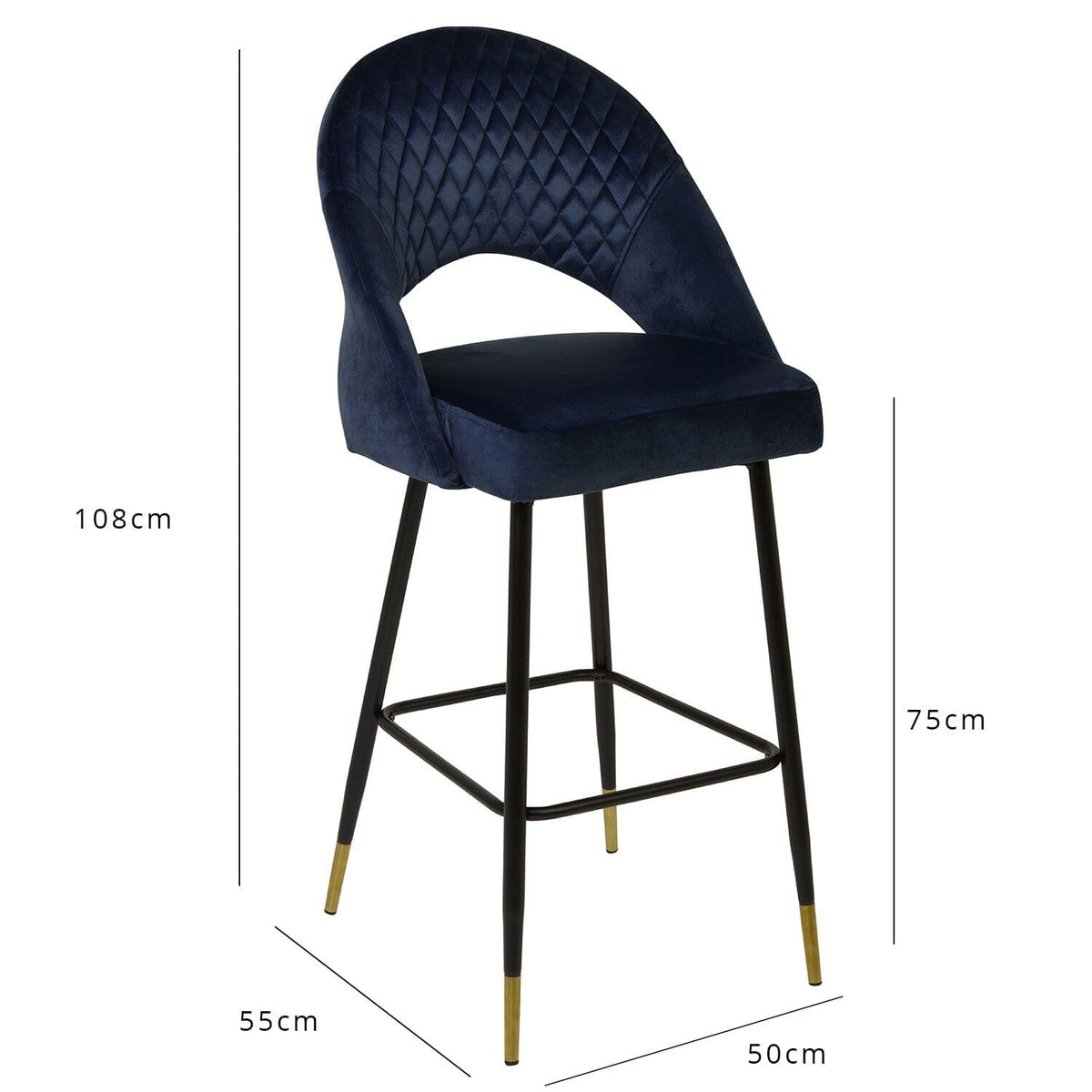 Marilyn bar stool - set of 2 - blue velvet - Laura James